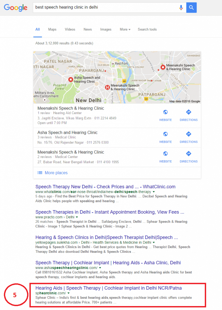 Keyword Ranking Best Speech Hearing Clinic In Delhi