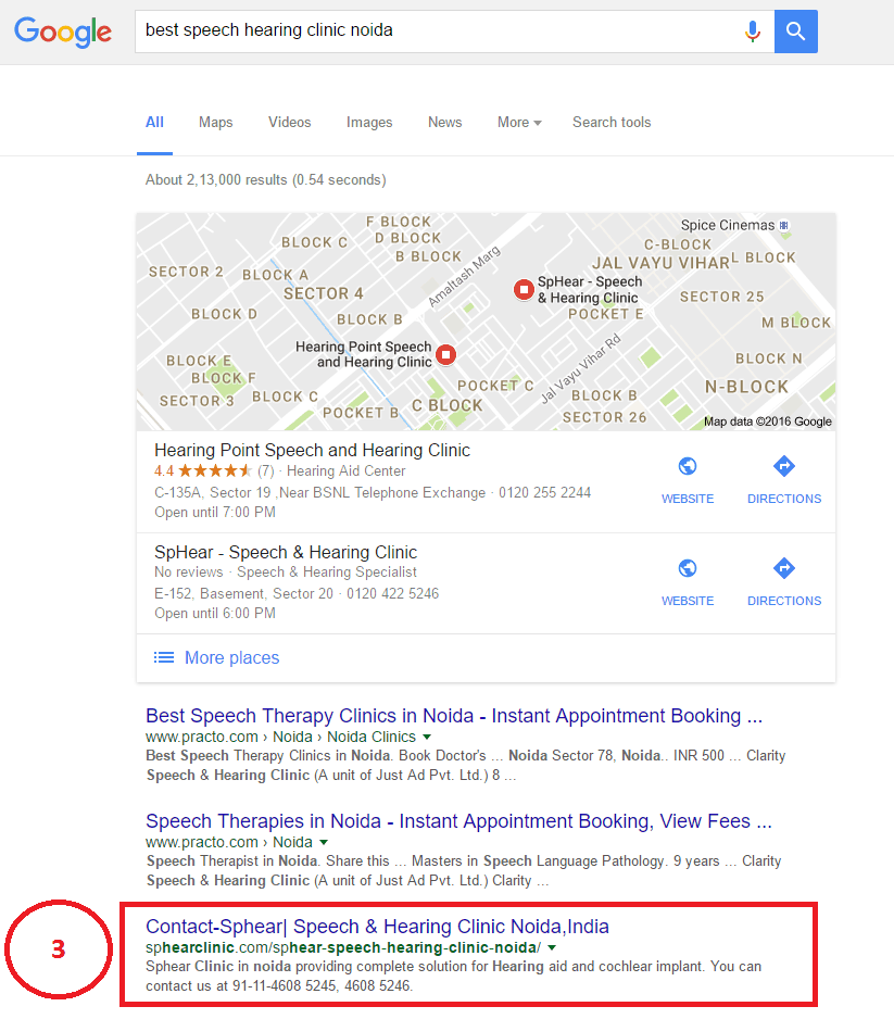 Keyword Ranking Best Speech Hearing Clinic Noida