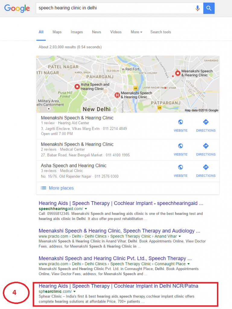 Keyword Ranking Speech Hearing Clinic In Delhi