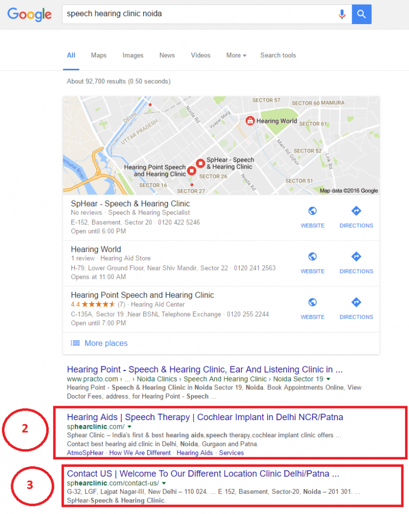 Keyword Ranking Speech Hearing Clinic Noida