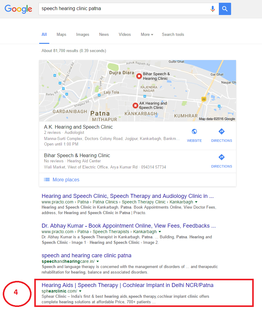 Keyword Ranking Speech Hearing Clinic Patna
